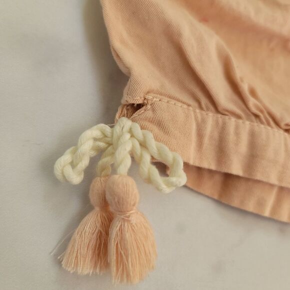 Peach 12 month bubble shorts pull on tassle boho summer short - Picture 2 of 4